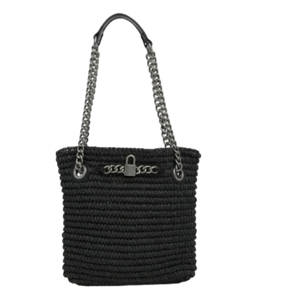 New Kurt Geiger London Brixton Small Raffia Tote Bag in Black